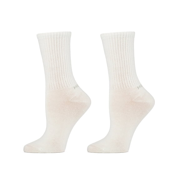 MeMoi Women's 2 Pair Pack Thin Ribbed Crew Socks - Womens - Female, 8-9, Winter White-Winter White