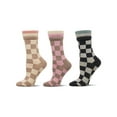 thumbnail image 1 of MeMoi Women's 3 Pair Pack Checkmate Triple Cuff Crew Socks - Womens - Female, 9-11, Black-Nude, 1 of 3