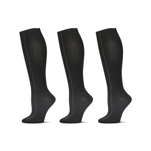 MeMoi Women's 3 Pairs Buttersoft Knee-High Socks - Womens - Female, 9-11, Black Marled