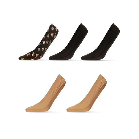 MeMoi Women's 5 Pair Pack Studious Cats Fine Edge No Show Liner Socks - Mens - Male