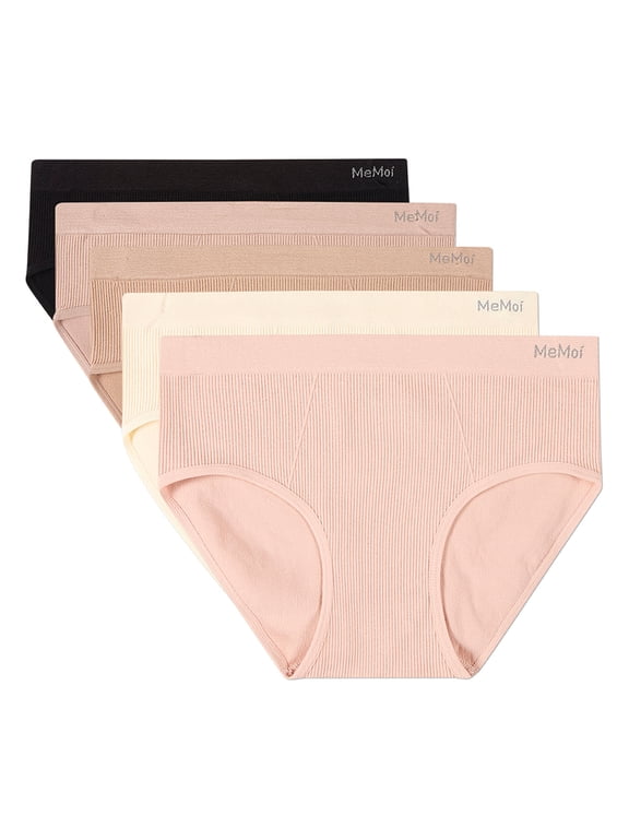 5 Pair Women's Seamless Ribbed No-Show Tag-Free Briefs - Womens - Female, L, Asst-65 Wistful Mauve Sepia Rose Egret Etherea Chocolate Brown