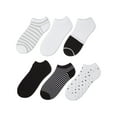 thumbnail image 1 of MeMoi Women's 6 Pair Pack Stripes Low Cut Socks - Womens - Female, 4-10, White Multi, 1 of 2