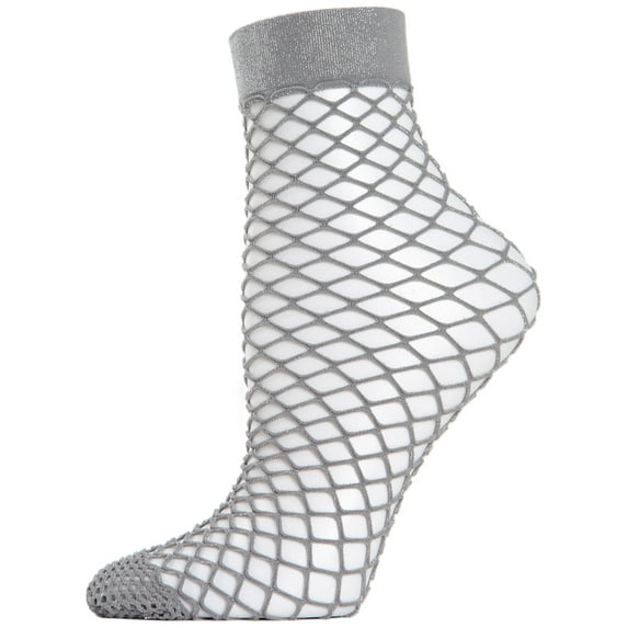 MeMoi Women's All Net Shimmery Glitter Fishnet Anklet Sock - Mens - Male