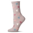 thumbnail image 1 of MeMoi Women's "All Over Hearts" Non-Skid Lavender Infused Crew-Length Cozy Spa Sock - Womens - Female, 9-11, Cement, 1 of 4