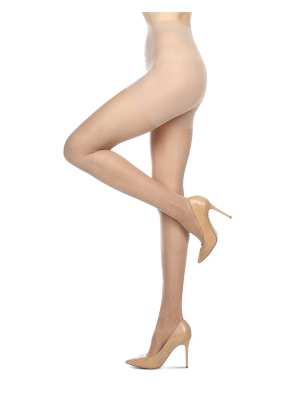 Women's All Over Rhinestone Nylon Sheer Tights - Womens - Female (S-M, Nude)