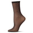thumbnail image 1 of MeMoi Women's All-Over Rhinestone Studded Sheer Crew Sock - Womens - Female, One Size, Black, 1 of 8