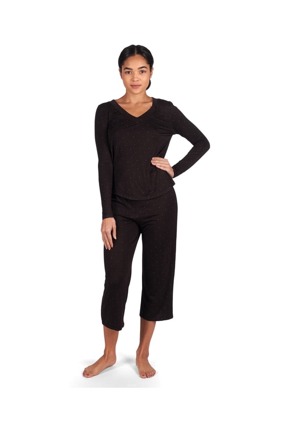 Women's Allover Polka Dot Bamboo Blend Capri Pants - Womens - Female