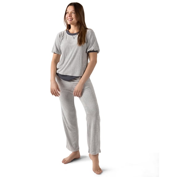 MeMoi Women's Bamboo-Blend Spa Terry Matching Top and Pants Set - Womens - Female, S, Pink