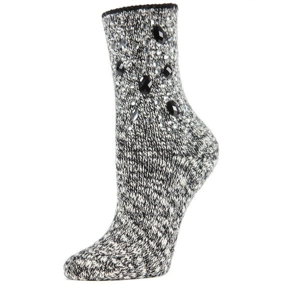 MeMoi Women's Bejeweled for Joy Marl Combed Cotton Crew Sock - Womens - Female, 9-11, Black