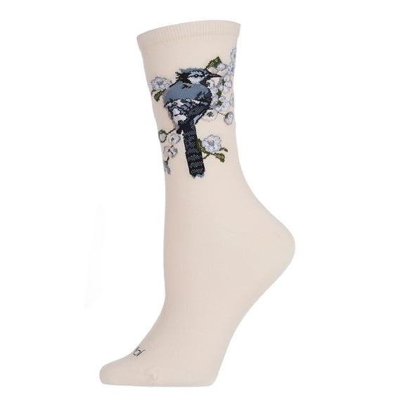 MeMoi Women's Blue Bird Limited Edition Cotton Blend Crew Sock - Womens - Female, 9-11, Blush Pink