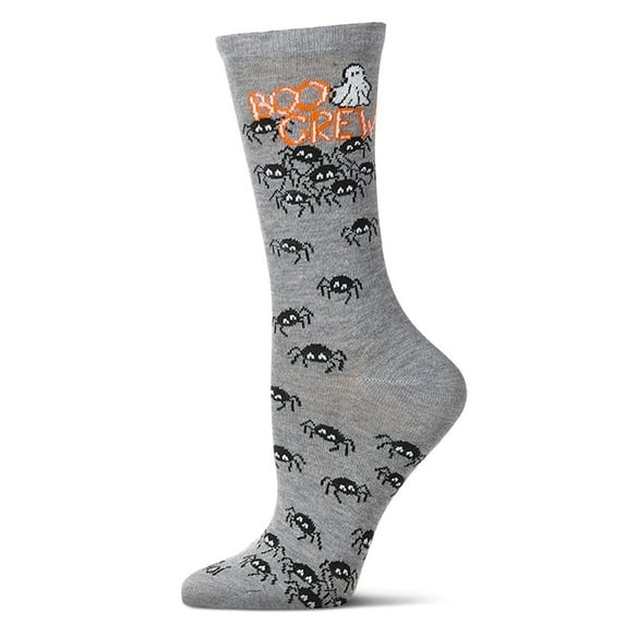 MeMoi Women's "Boo Crew" Halloween Holiday Novelty Crew Sock - Womens - Female, 9-11, Med Gray Heather