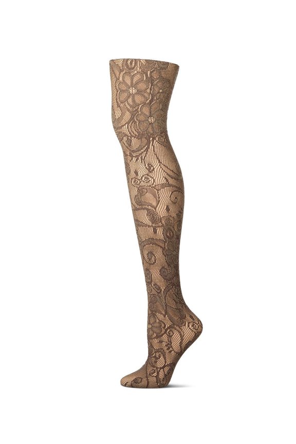 Women's Botanic Scene Net Tights - Womens - Female (Medium/Large, Two Tone Mud)