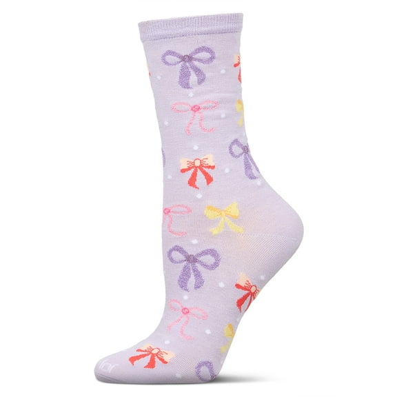 MeMoi Women's Bows Rayon from Bamboo Crew Socks - Womens - Female, 9-11, Lavender