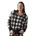 thumbnail image 1 of MeMoi Women's Buffalo Check Cozy Knit Drawstring Hoodie - Womens - Female, S-M, Black-Ivory, 1 of 5