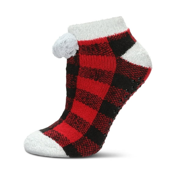 MeMoi Women's Buffalo Plaid Buttersoft Plush Lined Low Cut Socks - Mens - Male