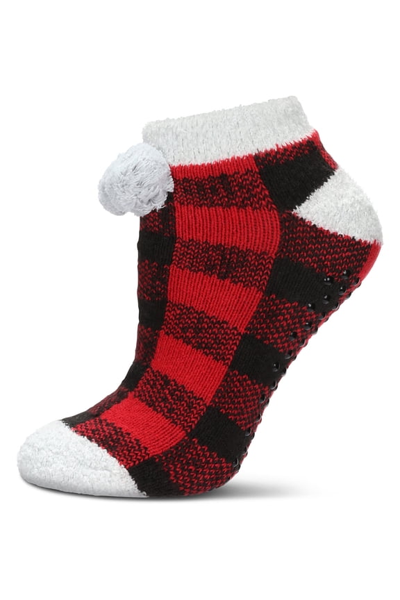 Women's Buffalo Plaid Buttersoft Plush Lined Low Cut Socks - Mens - Male