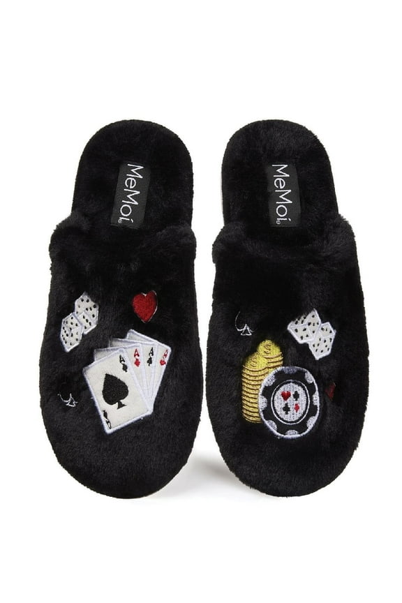 Women's Casino Plush Memory Foam Slippers - Womens - Female (S, Black)