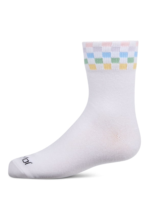 Women's Checker-Trim Cotton-Rich Sporty Ankle Sock - Womens - Female, 9-11, White