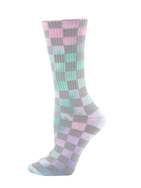 Women's Checkered Ribbed Half Cushion Crew Socks - Mens - Male