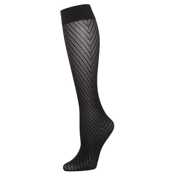 MeMoi Women's Chevron Semi-Opaque Knee Highs - Womens - Female, One Size, Black