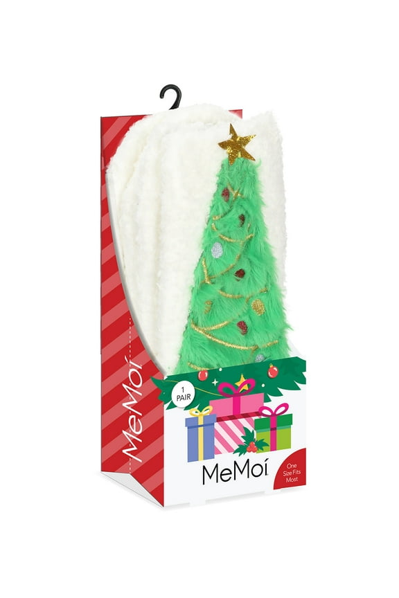 Women's Christmas Tree Embellished Plush Crew Socks - Mens - Male