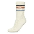 thumbnail image 1 of MeMoi Women's Chunky Stripes Plush-Lined Slipper Crew Sock - Womens - Female, 9-11, Ivory, 1 of 7