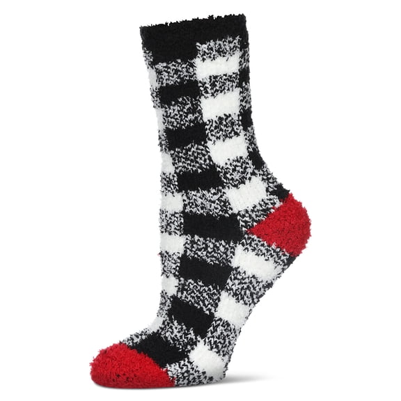 MeMoi Women's Classic Buffalo Plaid Cozy Crew Socks - Womens - Female, 9-11, Navy