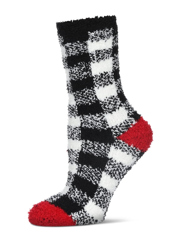 Women's Classic Buffalo Plaid Cozy Crew Socks - Womens - Female, 9-11, Navy