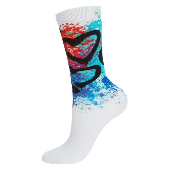 MeMoi Women's Colorful Graffiti Heart Cotton Blend Crew Socks - Mens - Male
