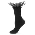 thumbnail image 1 of MeMoi Women's Confetti Tulle Surprise Ruffle Cuff Crew Socks - Womens - Female, 9-11, Black, 1 of 2
