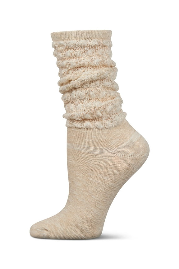 Women's Contessa Loose Knit Slub Extended Crew Socks - Womens - Female, 9-11, Oatmeal