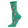 thumbnail image 1 of MeMoi Women's Cozy Cat Holiday Crew Socks - Womens - Female, 9-11, Green, 1 of 7
