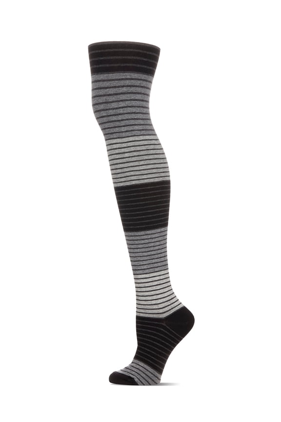 Women's Cozy Cotton Blend Shaded Striped Sweater Tights - Womens - Female (M-L, Black)