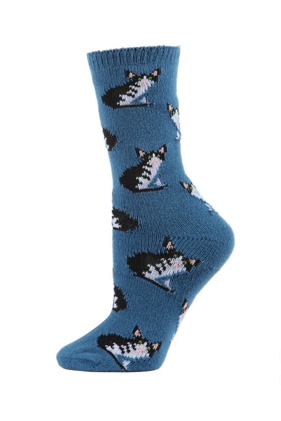 Women's Cozy Cute Black & White Kitty Cat Boot Socks - Mens - Male