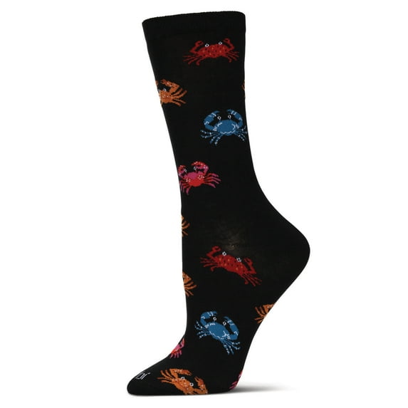 MeMoi Women's Crabs Rayon From Bamboo Crew Socks - Womens - Female, 9-11, Black