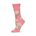 thumbnail image 1 of MeMoi Women's Daisy Bamboo Crew Socks - Womens - Female, 9-11, Salmon Rose, 1 of 2