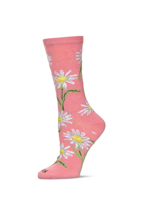 Women's Daisy Bamboo Crew Socks - Womens - Female, 9-11, Salmon Rose