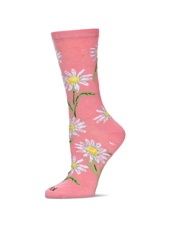 Women's Daisy Bamboo Crew Socks - Womens - Female, 9-11, Salmon Rose