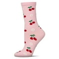 thumbnail image 1 of MeMoi Women's Daisy Cherry Rayon From Bamboo Crew Socks - Womens - Female, 9-11, Pink, 1 of 3