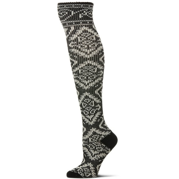 MeMoi Women's Damask Acrylic and Wool Blend Over The Knee Socks - Womens - Female, One Size, Black