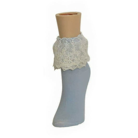 MeMoi Women's Delicate Duo Lace Anklet Socks - Womens - Female, One Size, Blue Fog