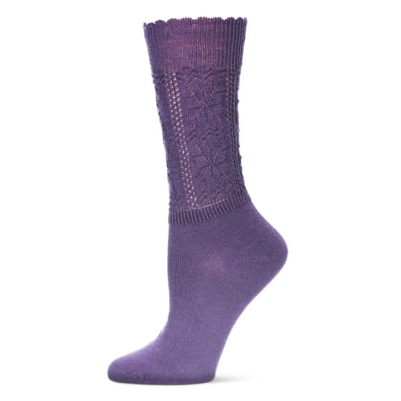 MeMoi Women's Delicate Flake Embroidered Crew Socks - Womens - Female, One Size, Quiet Shade