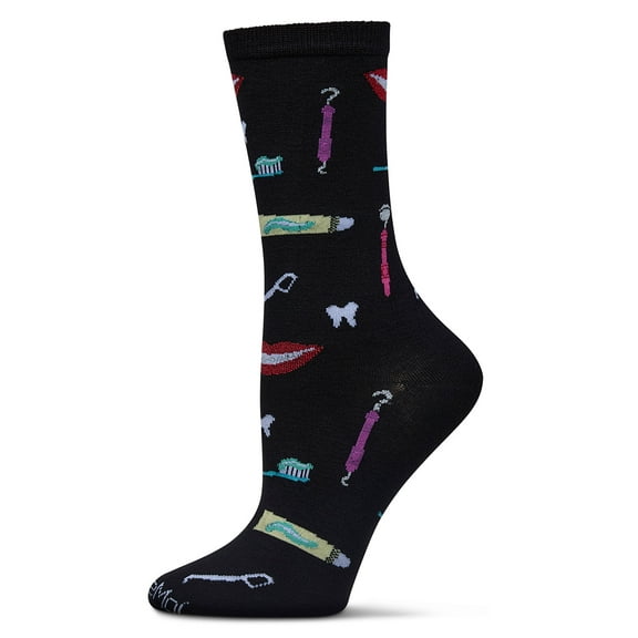 MeMoi Women's Dentist Rayon From Bamboo Crew Socks - Womens - Female, 9-11, Black