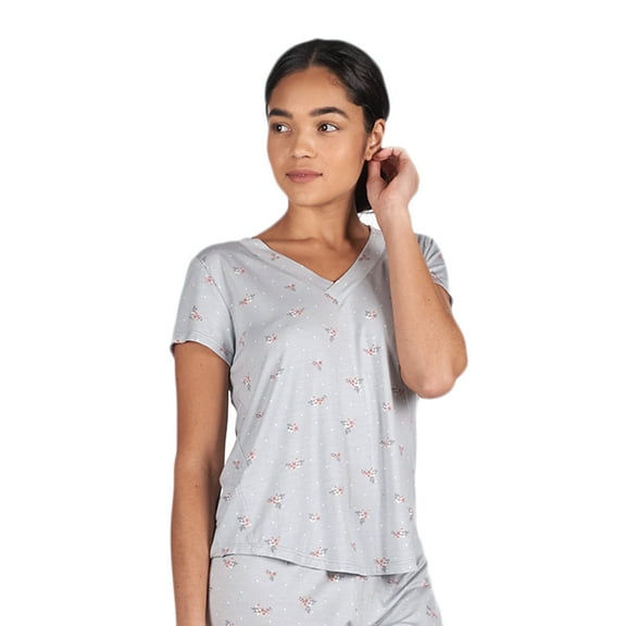 MeMoi Women's Ditsy Floral Bamboo Blend Short Sleeve Top - Womens - Female