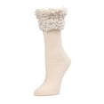 thumbnail image 1 of MeMoi Women's Elegant Rib Cuffed Plush Crew Socks - Womens - Female, 9-11, Winter White, 1 of 2