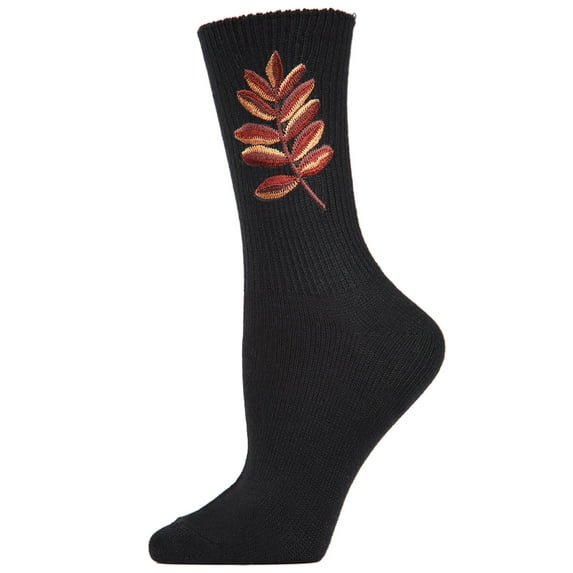 MeMoi Women's Embroidered Golden Leaf Vintage Style Crew Socks - Mens - Male