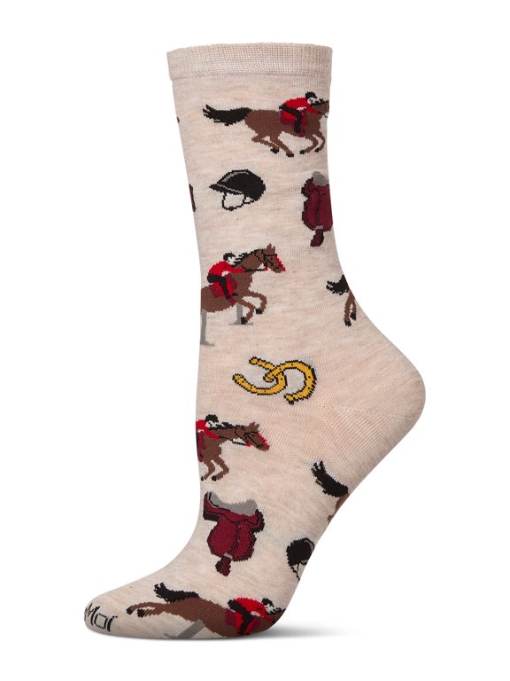 Women's Equestrian Rayon From Bamboo Crew Socks - Womens - Female, 9-11, Ivory Heather