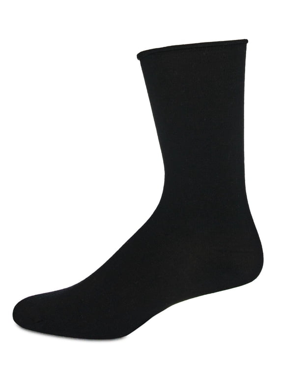 Women's Essential Roll Cuff Bamboo Blend Crew Socks - Womens - Female, One Size, Black