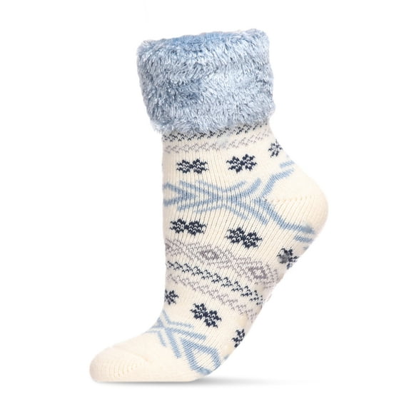 MeMoi Women's Fair Isle Plush Lined Cabin Socks - Womens - Female, 9-11, Ivory