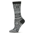 thumbnail image 1 of MeMoi Women's Fairisle Mixed Stripe Crew Socks - Womens - Female, 10-13, Black, 1 of 3